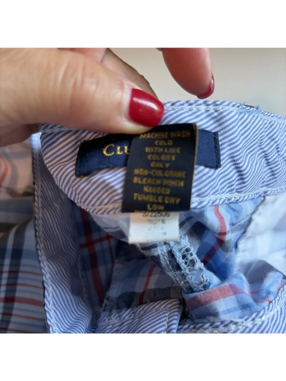 Club Room Men's Madras Shorts Size 40 Blue Plaid 100% Cotton Preppy Summer